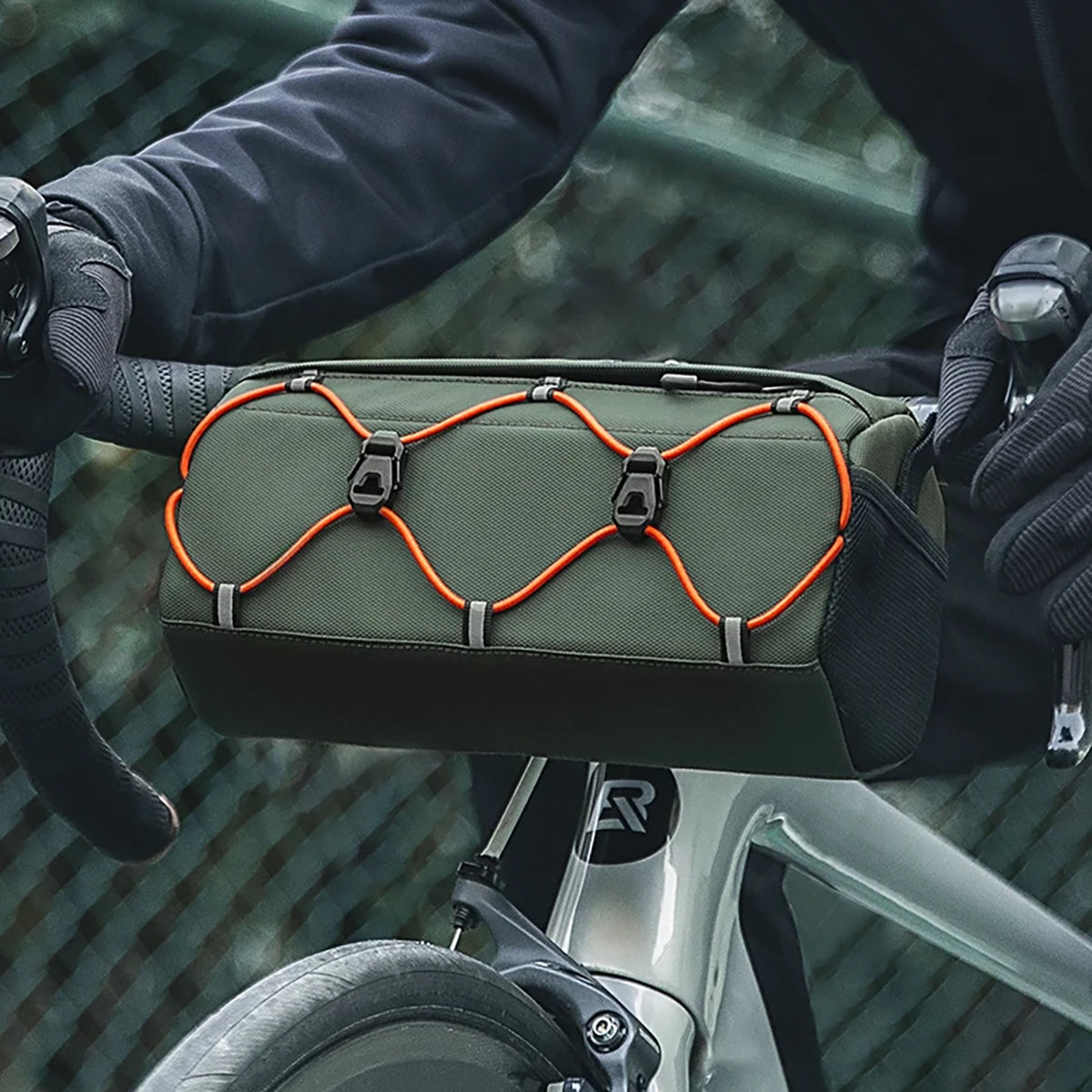 Rockbros 30110054001 dviračio vairaščio krepšys 2,2 l - žalias -- Bicycle Bags