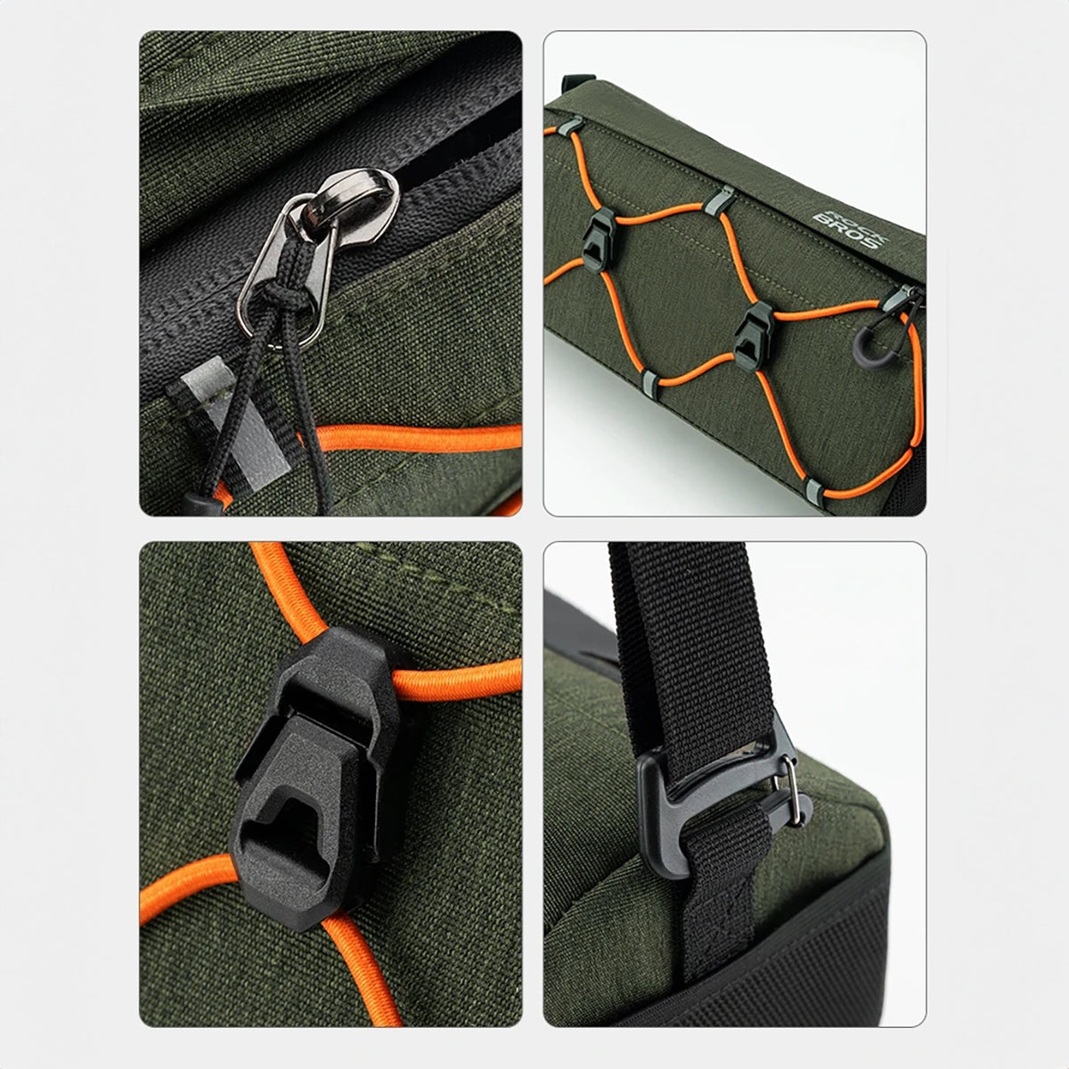 Rockbros 30110054001 dviračio vairaščio krepšys 2,2 l - žalias -- Bicycle Bags