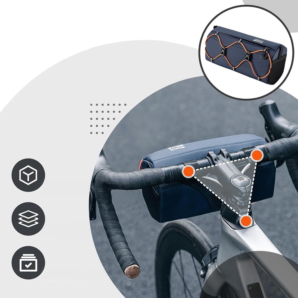 Rockbros 30110054002 dviračio stangos krepšys 2,2 l - mėlynas -- Bicycle Bags