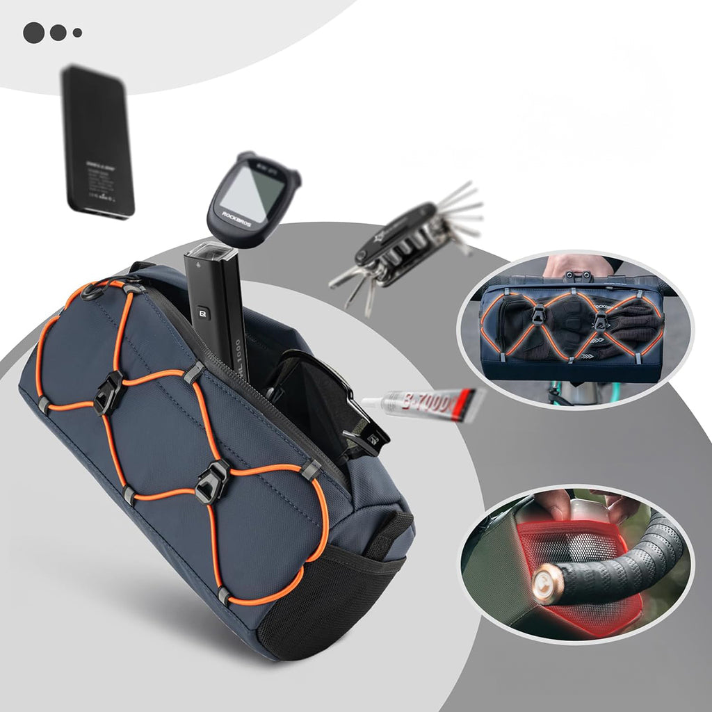 Rockbros 30110054002 dviračio stangos krepšys 2,2 l - mėlynas -- Bicycle Bags
