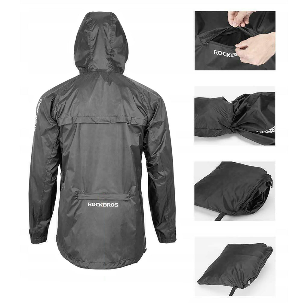 Rockbros YPY013BK4XL Lietaus striukė angliavidis atspartas vėliui XXXXL - juoda -- Cycling Jackets & Vests