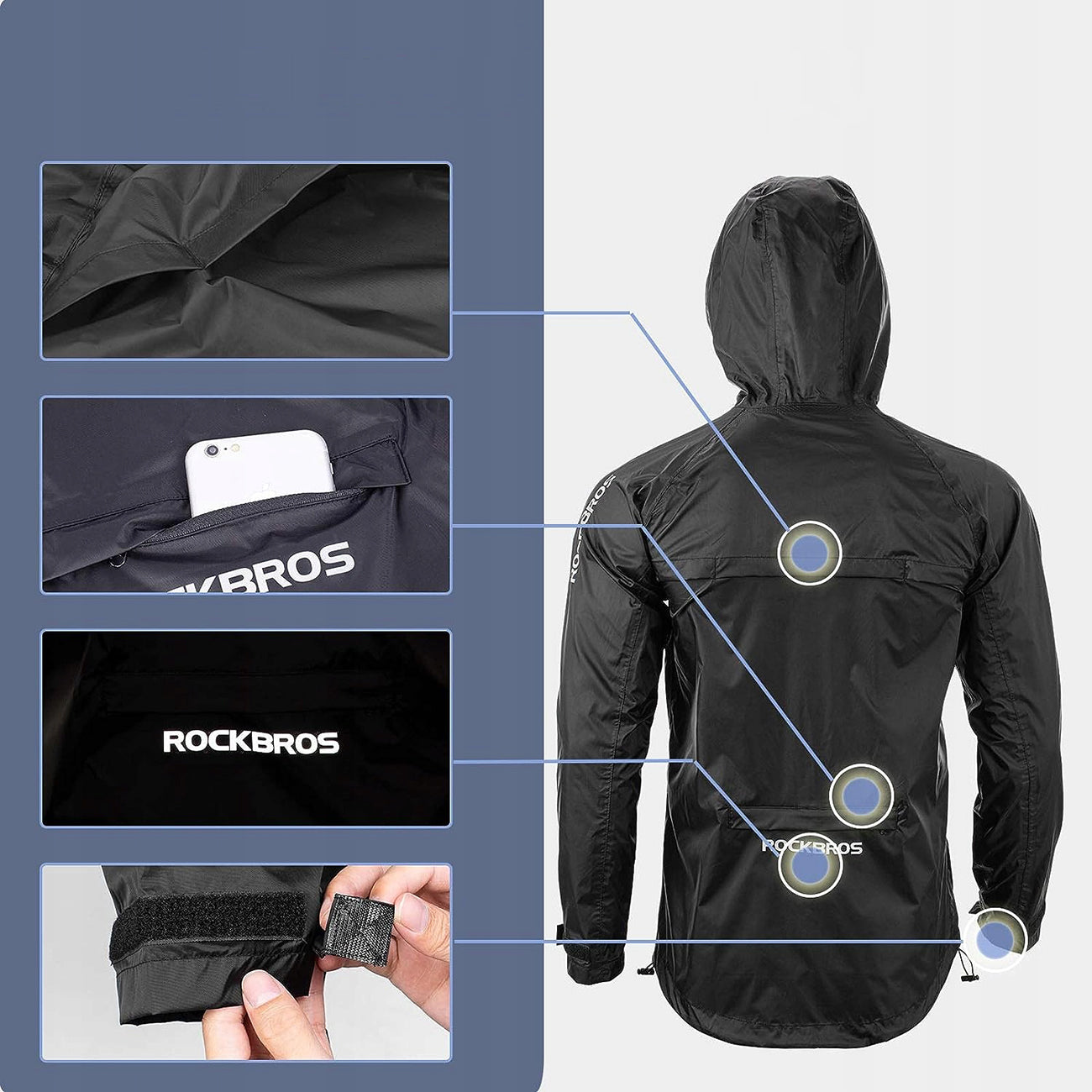 Rockbros YPY013BKM kvėpuojanti vėljakė atspari vėliavai ir lietui dydžio M - juoda -- Cycling Jackets & Vests