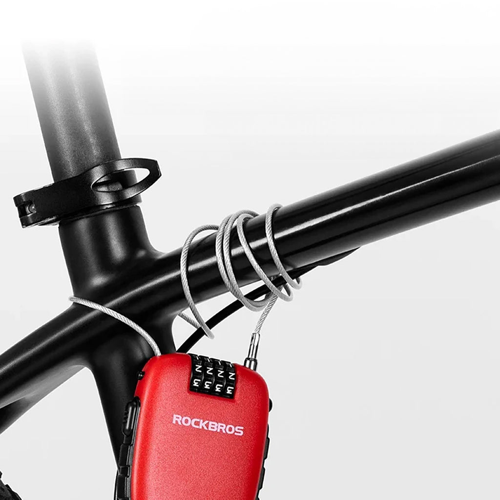 Rockbros 32420981001 dviračio spyna su grįžtamuoju kabeliu - raudona -- Bicycle Locks