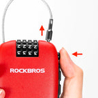 Rockbros 32420981001 dviračio spyna su grįžtamuoju kabeliu - raudona -- Bicycle Locks