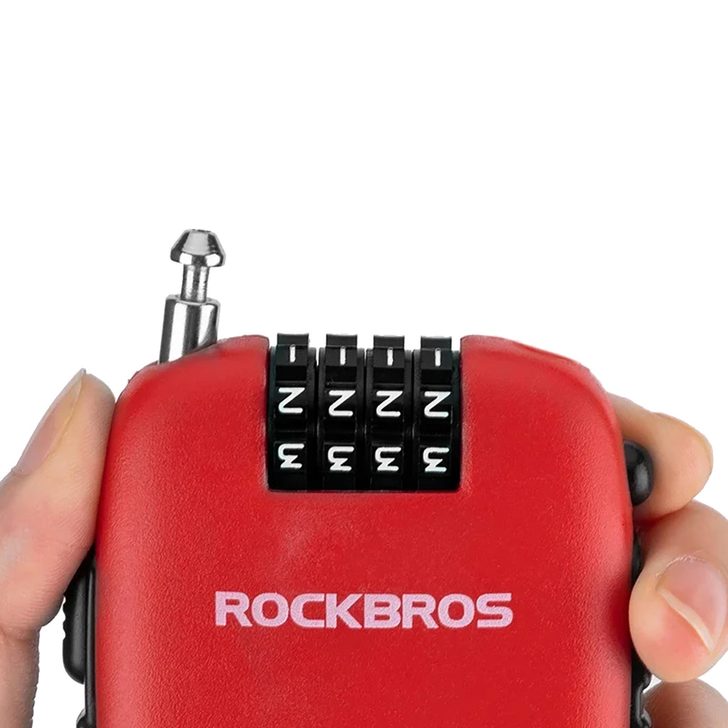 Rockbros 32420981001 dviračio spyna su grįžtamuoju kabeliu - raudona -- Bicycle Locks