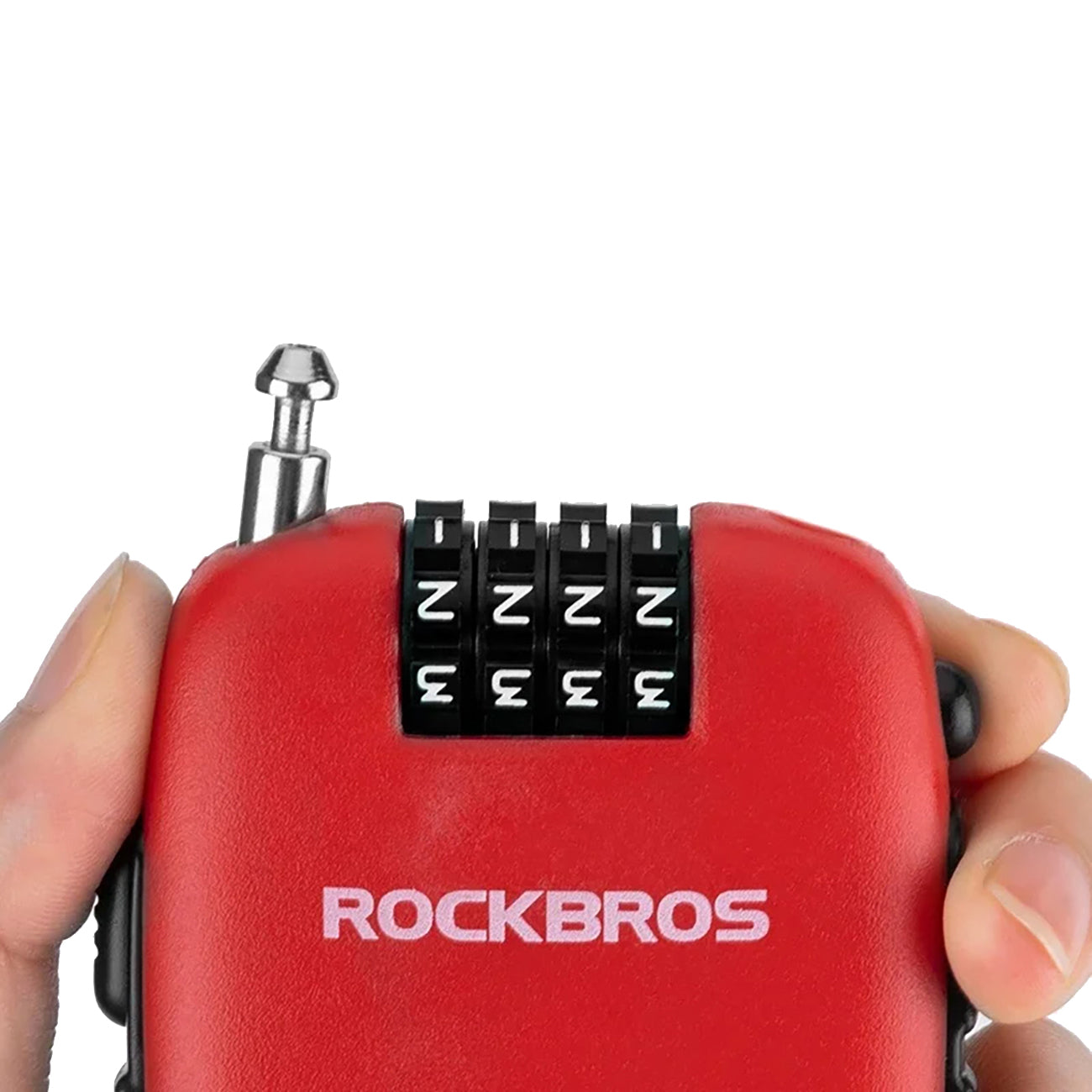 Rockbros 32420981001 dviračio spyna su grįžtamuoju kabeliu - raudona -- Bicycle Locks