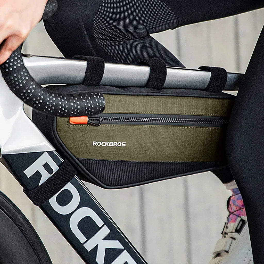 Rockbros 30120079001 dviračio krepšys 1.7 l rėmui - žalias ir juodas -- Bicycle Bags