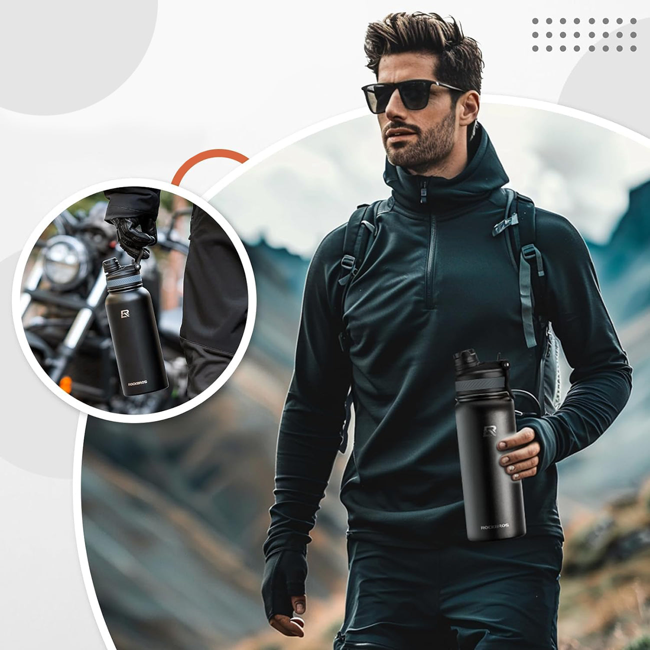 Rockbros 35210029002 terminis dviračio butelis gėrimams 650 ml - juodas -- Cycling Accessories