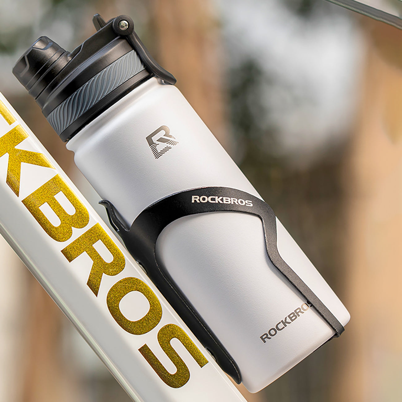 Rockbros 35210029005 šiluminė dviračio gertuvė gėrimams 550 ml - balta -- Cycling Accessories