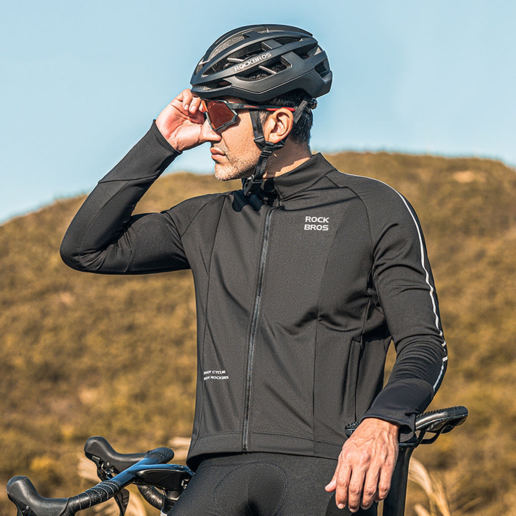 Rockbros ilgais rankovais rudens/žiemos dviračio striukė, dydis M - juoda -- Cycling Jackets & Vests