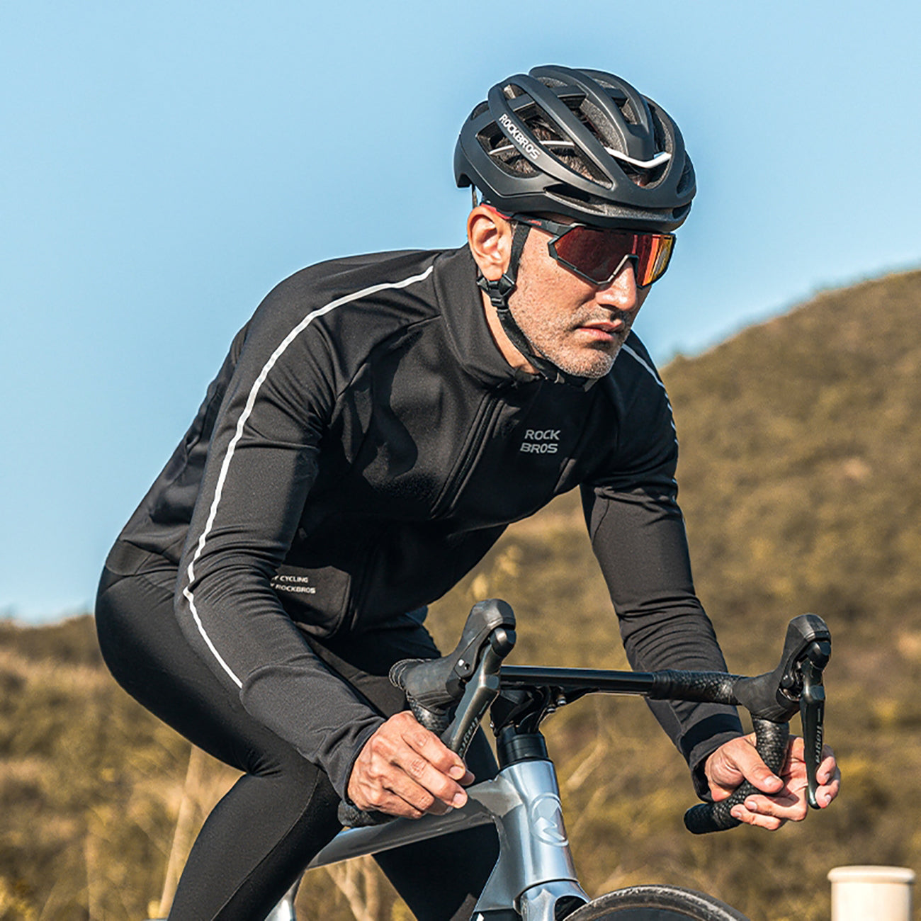 Rockbros Rudenio/Žiemos ilgomis rankovėmis dviračio striukė XL - Juoda -- Cycling Jackets & Vests