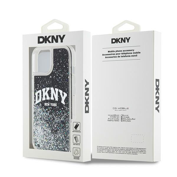 DKNY blizgus dėklas iPhone 14/15/13 – juodas