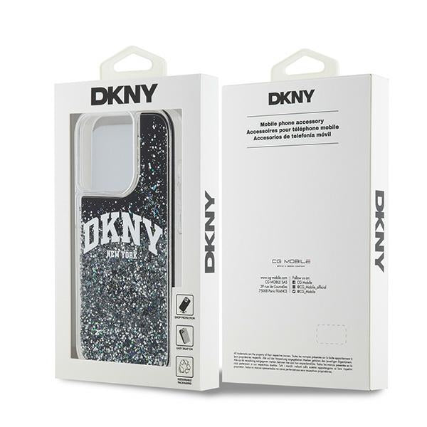 DKNY Liquid Glitter dėklas iPhone 15 Pro – juodas -- iPhone 15 Pro