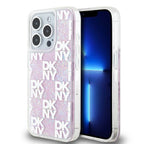 DKNY Liquid Glitter Multilogo dėklas iPhone 15 Pro – rožinis