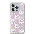 DKNY Liquid Glitter Multilogo dėklas iPhone 15 Pro – rožinis