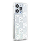 DKNY Liquid Glitter Multilogo dėklas iPhone 15 Pro – baltas