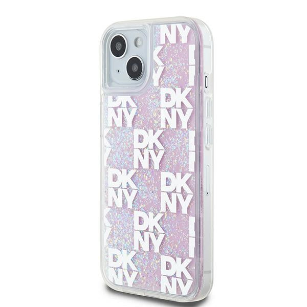 DKNY Liquid Glitter dėklas iPhone 15/14/13 – rožinis