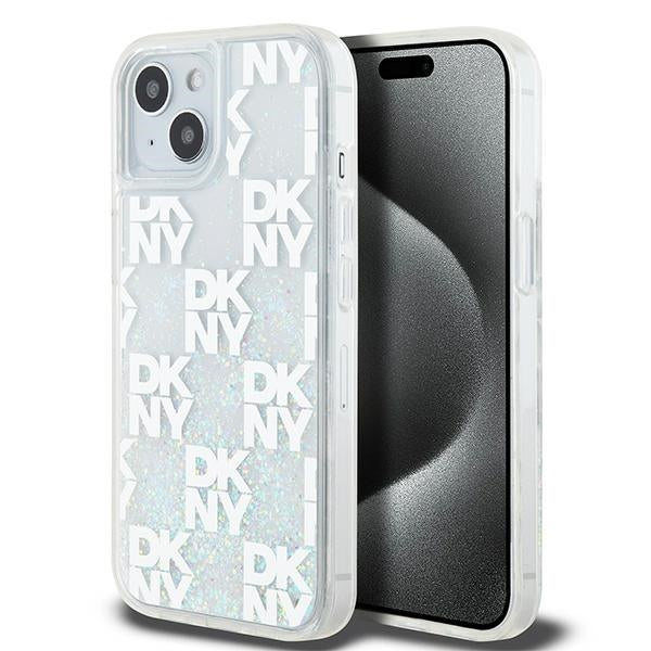 DKNY Liquid Glitter dėklas iPhone 15/14/13 – rožinis