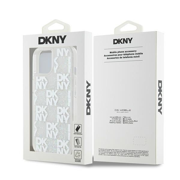 DKNY Liquid Glitter dėklas iPhone 15/14/13 – rožinis