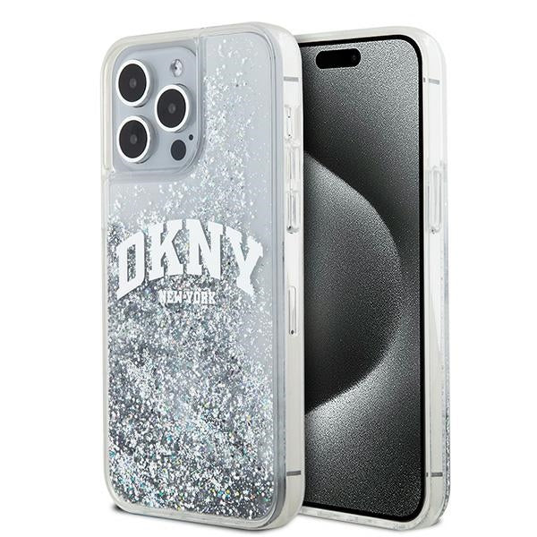 DKNY blizgus dėklas iPhone 15 Pro Max – baltas