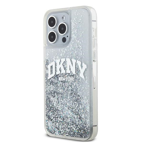 DKNY blizgus dėklas iPhone 15 Pro Max – baltas