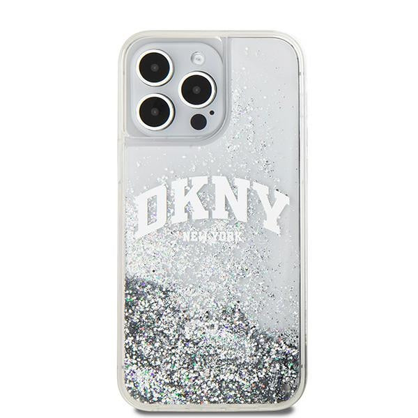DKNY blizgus dėklas iPhone 15 Pro Max – baltas