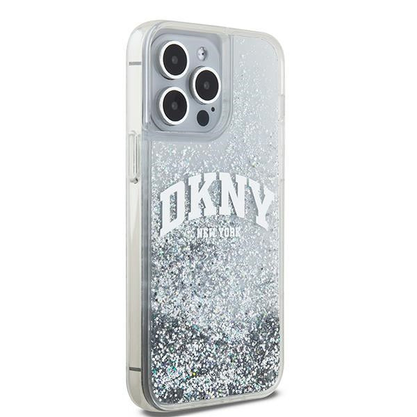 DKNY blizgus dėklas iPhone 15 Pro Max – baltas