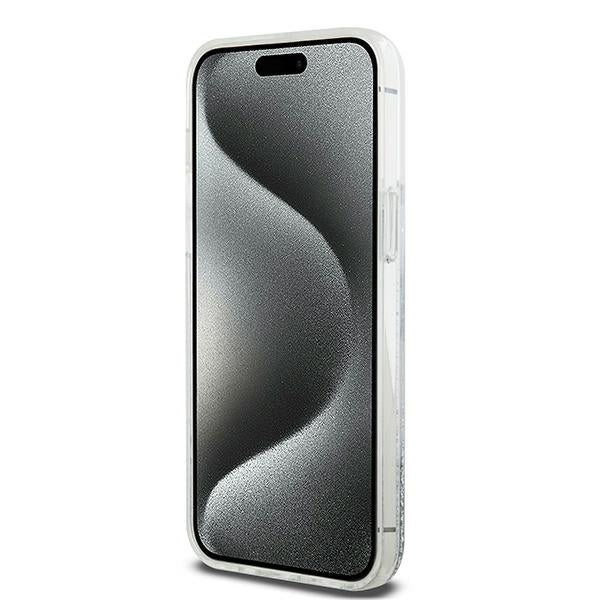DKNY blizgus dėklas iPhone 15 Pro Max – baltas