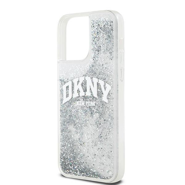 DKNY blizgus dėklas iPhone 15 Pro Max – baltas