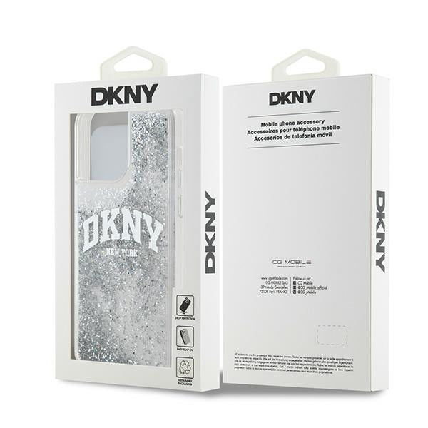 DKNY blizgus dėklas iPhone 15 Pro Max – baltas
