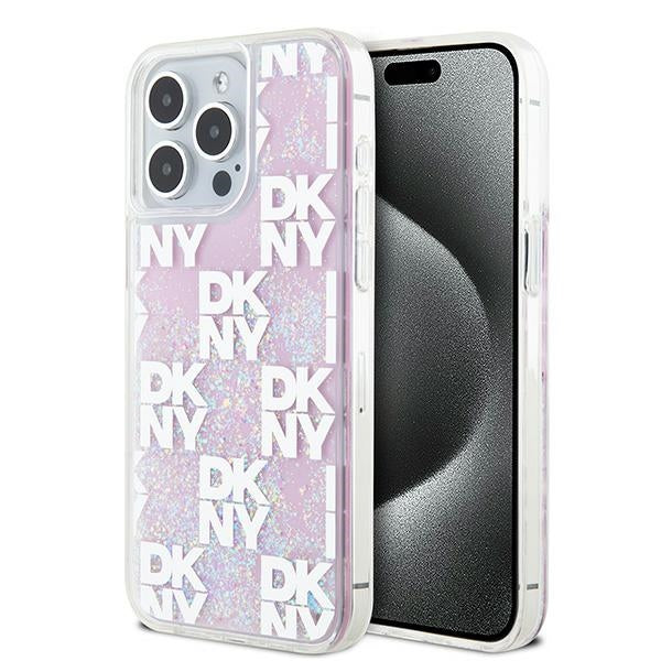 DKNY Liquid Glitter Multilogo dėklas iPhone 15 Pro Max – rožinis