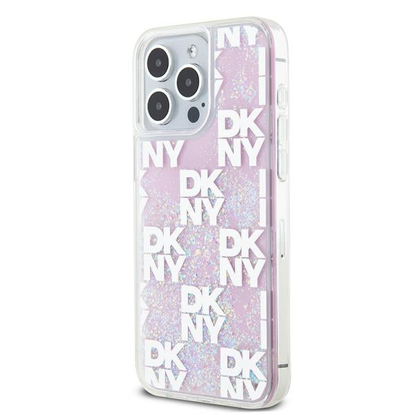 DKNY Liquid Glitter Multilogo dėklas iPhone 15 Pro Max – rožinis