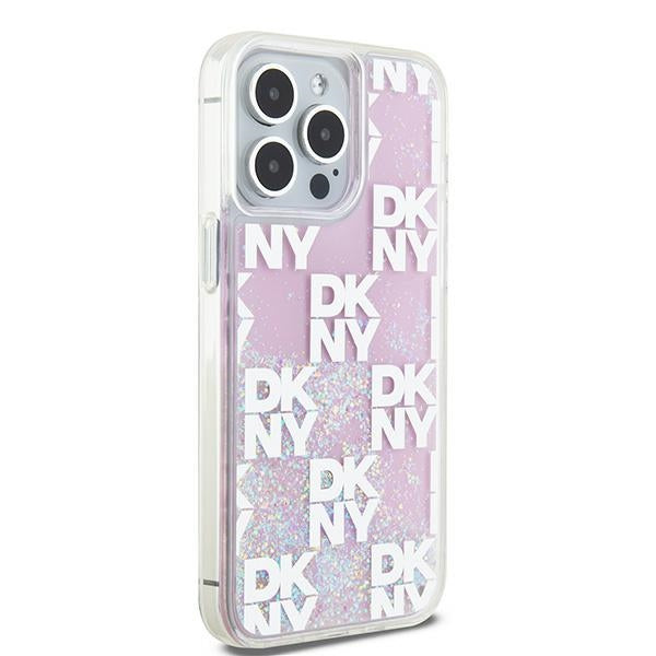 DKNY Liquid Glitter Multilogo dėklas iPhone 15 Pro Max – rožinis