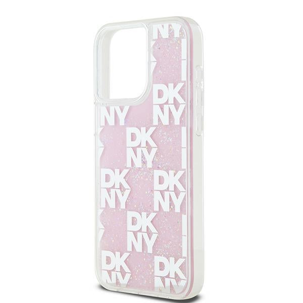 DKNY Liquid Glitter Multilogo dėklas iPhone 15 Pro Max – rožinis