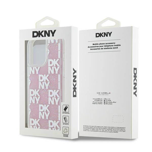 DKNY Liquid Glitter Multilogo dėklas iPhone 15 Pro Max – rožinis
