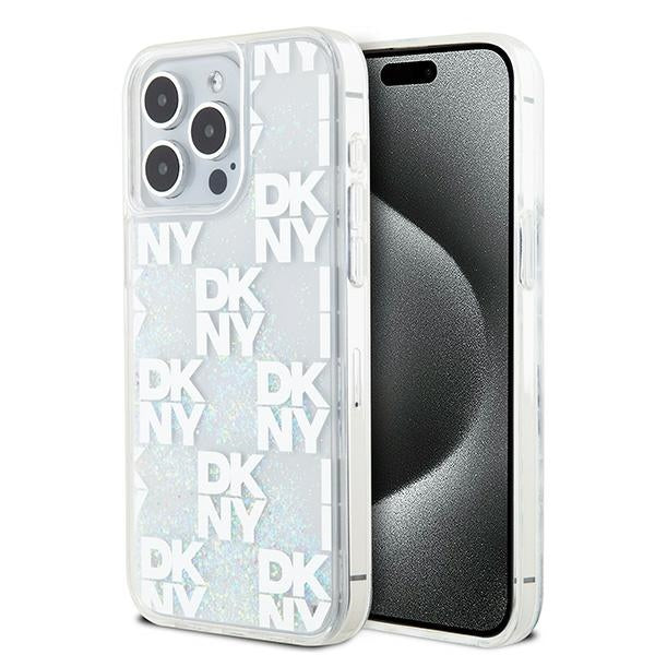DKNY Liquid Glitter Multilogo dėklas iPhone 15 Pro Max – rožinis