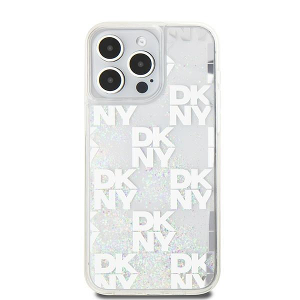 DKNY Liquid Glitter Multilogo dėklas iPhone 15 Pro Max – rožinis
