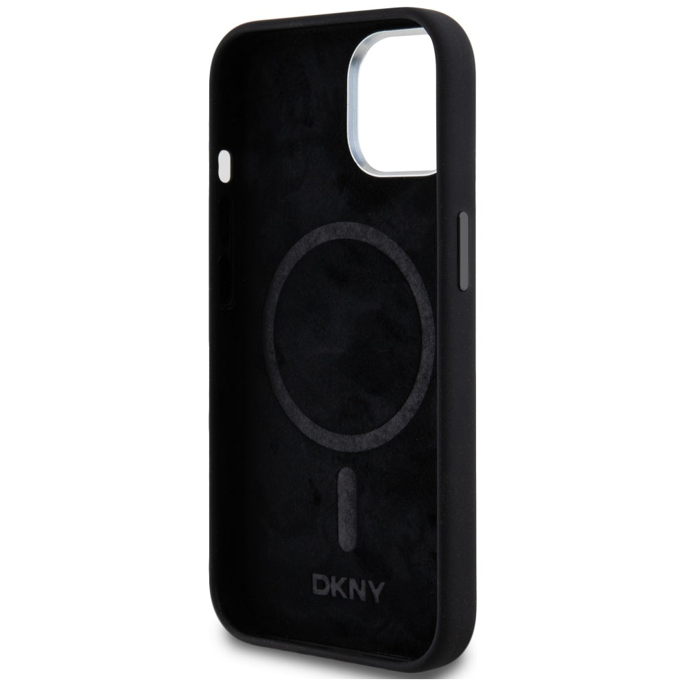 DKNY MagSafe silikoninis dėklas iPhone 14/15/13 – juodas