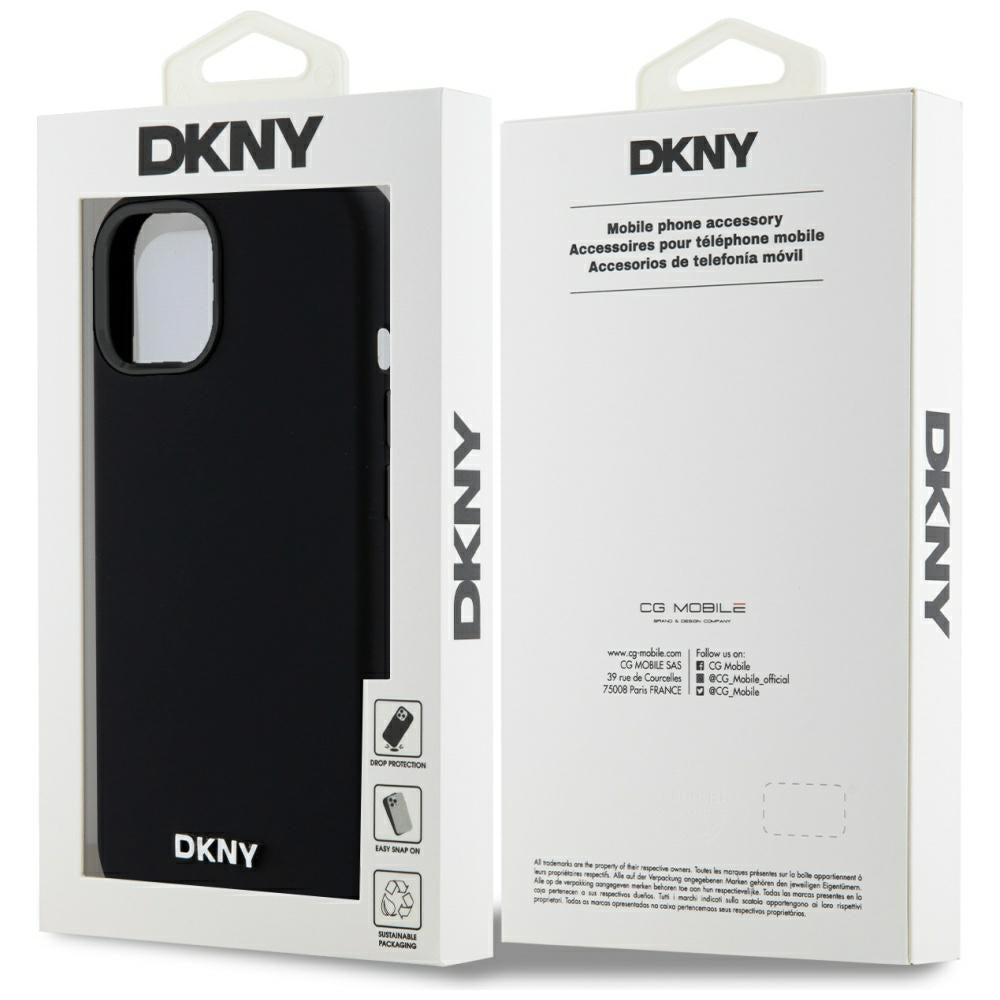 DKNY MagSafe silikoninis dėklas iPhone 14/15/13 – juodas