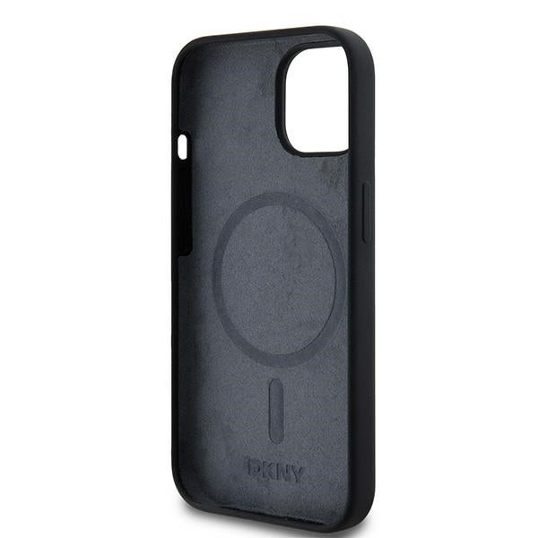 DKNY MagSafe silikoninis dėklas iPhone 14/15/13 – juodas