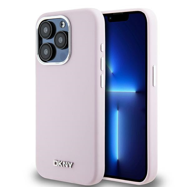 DKNY MagSafe silikoninis dėklas iPhone 15 Pro – rožinis