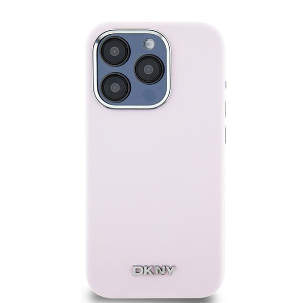 DKNY MagSafe silikoninis dėklas iPhone 15 Pro – rožinis