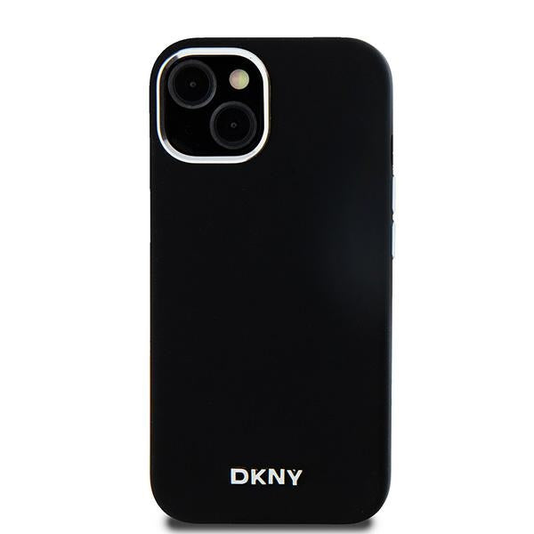 DKNY silikoninis MagSafe dėklas iPhone 15 Plus/14 Plus – juodas