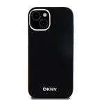 DKNY silikoninis MagSafe dėklas iPhone 15 Plus/14 Plus – juodas