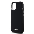 DKNY silikoninis MagSafe dėklas iPhone 15 Plus/14 Plus – juodas