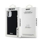 DKNY silikoninis MagSafe dėklas iPhone 15 Plus/14 Plus – juodas