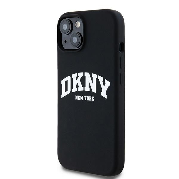 DKNY MagSafe silikoninis dėklas iPhone 15 Plus – juodas