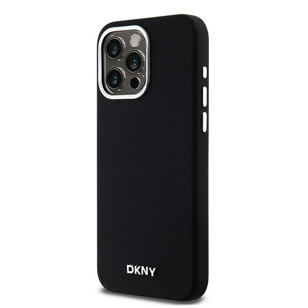 DKNY silikoninis MagSafe dėklas iPhone 15 Pro Max – juodas