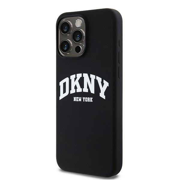 DKNY MagSafe silikoninis dėklas iPhone 15 Pro Max – juodas