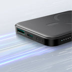 Joyroom Išorinė baterija JR-W020 Mini 5000mAh USB-A USB-C indukcinė 20W - juoda + USB-C / USB-C laidas